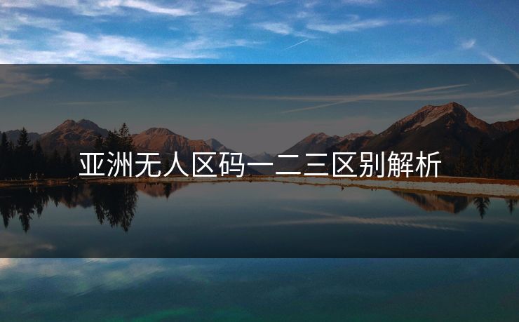 亚洲无人区码一二三区别解析